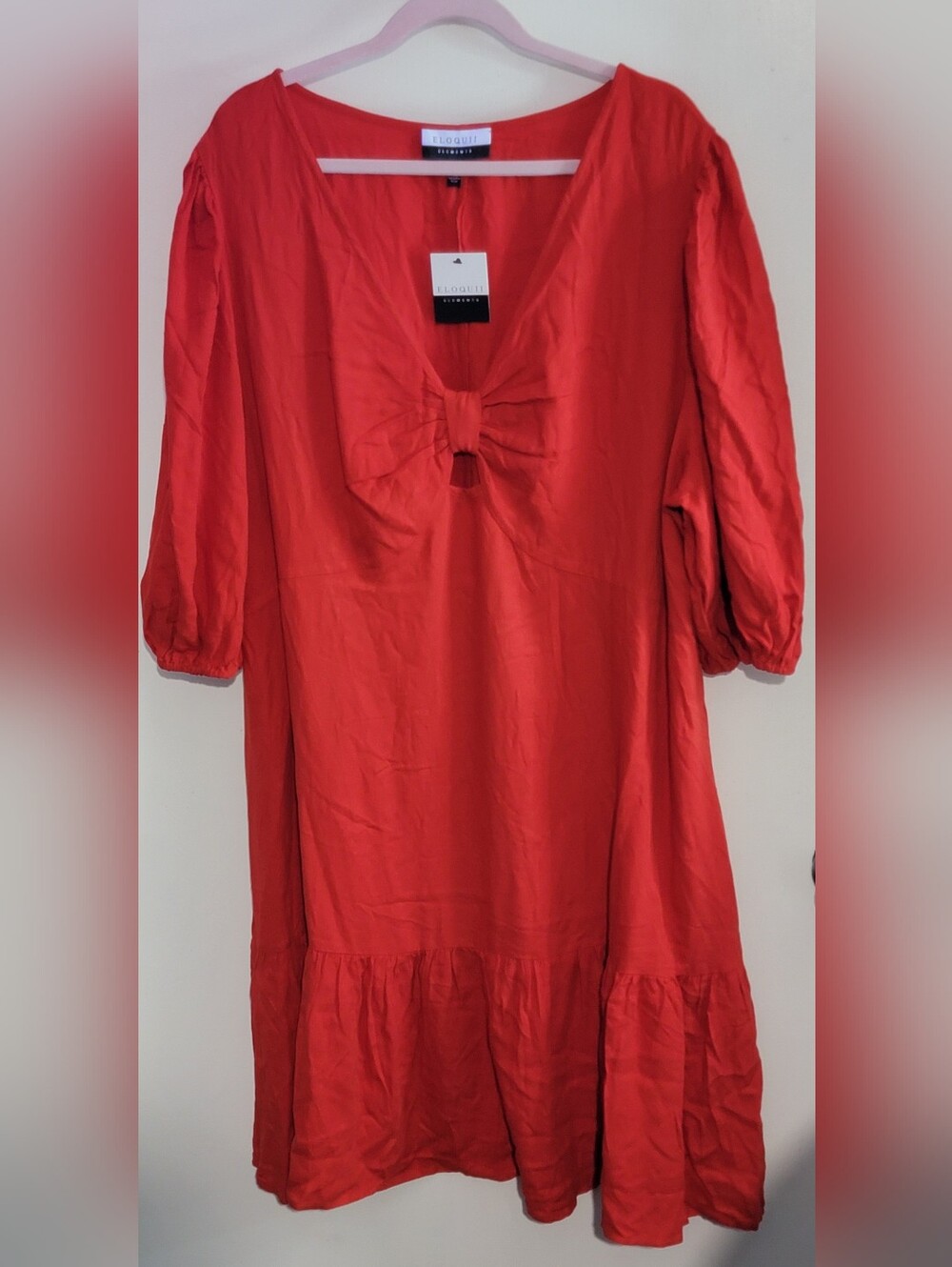 Eloquii Red Midi Dress w/ Keyhole